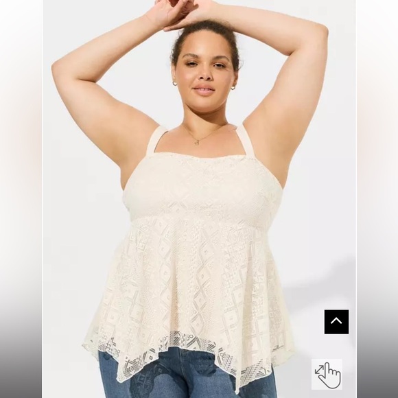 torrid Tops - Torrid ivory/cream Babydoll Hanky Hem Tank size large
